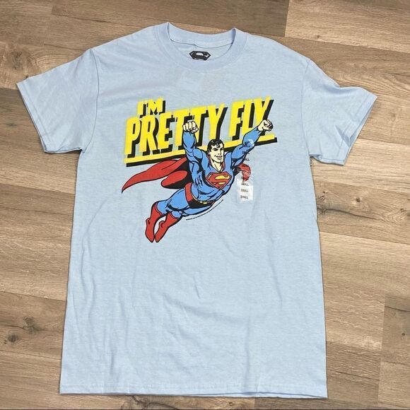 DC Comics Superman I’m Pretty Fly Mens Graphic T-shirt Blue Small NWT - Picture 1 of 5